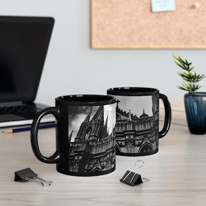 Gothic Cathedral 11oz Black Mug