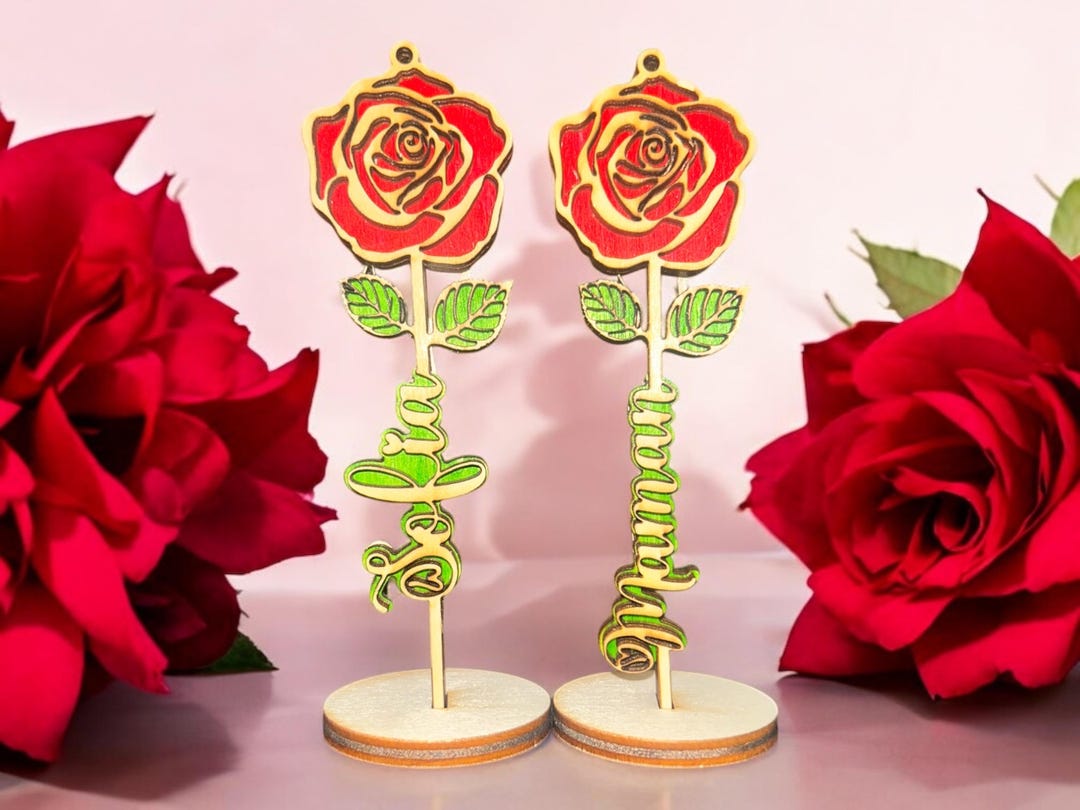 Personalized Roses Machine Personalized Wooden Rose: Laser Cut Name Gift - Etsy