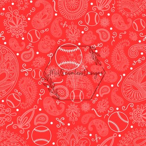 Red Baseball/Softball Paisley Seamless Design File