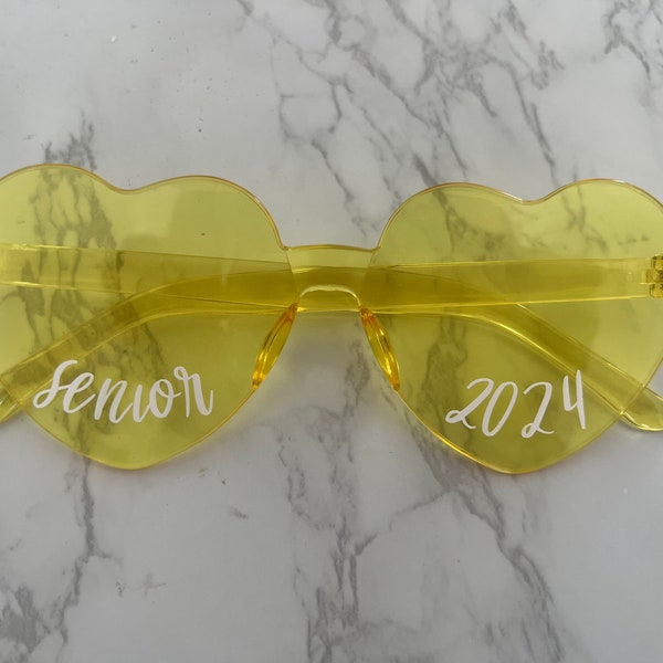 Senior Sunglasses, class of 2024, heart sunglasses, Senior, High School, College, Graduation