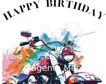 Printable Biker Happy Birthday Card - A4 & US Letter PDF Formats