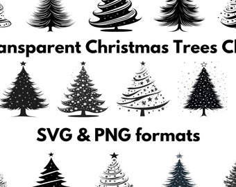 14 imágenes prediseñadas de árboles de Navidad transparentes (formatos SVG y PNG)