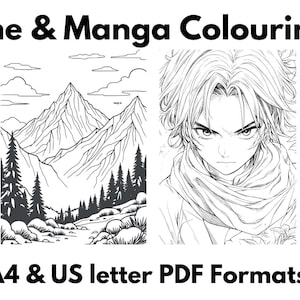 20 páginas para colorear de anime y manga: formatos PDF A4 y carta de EE. UU.
