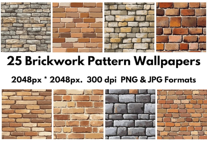 25 Brickwork Pattern Wallpapers - PNG & JPG Formats - Etsy