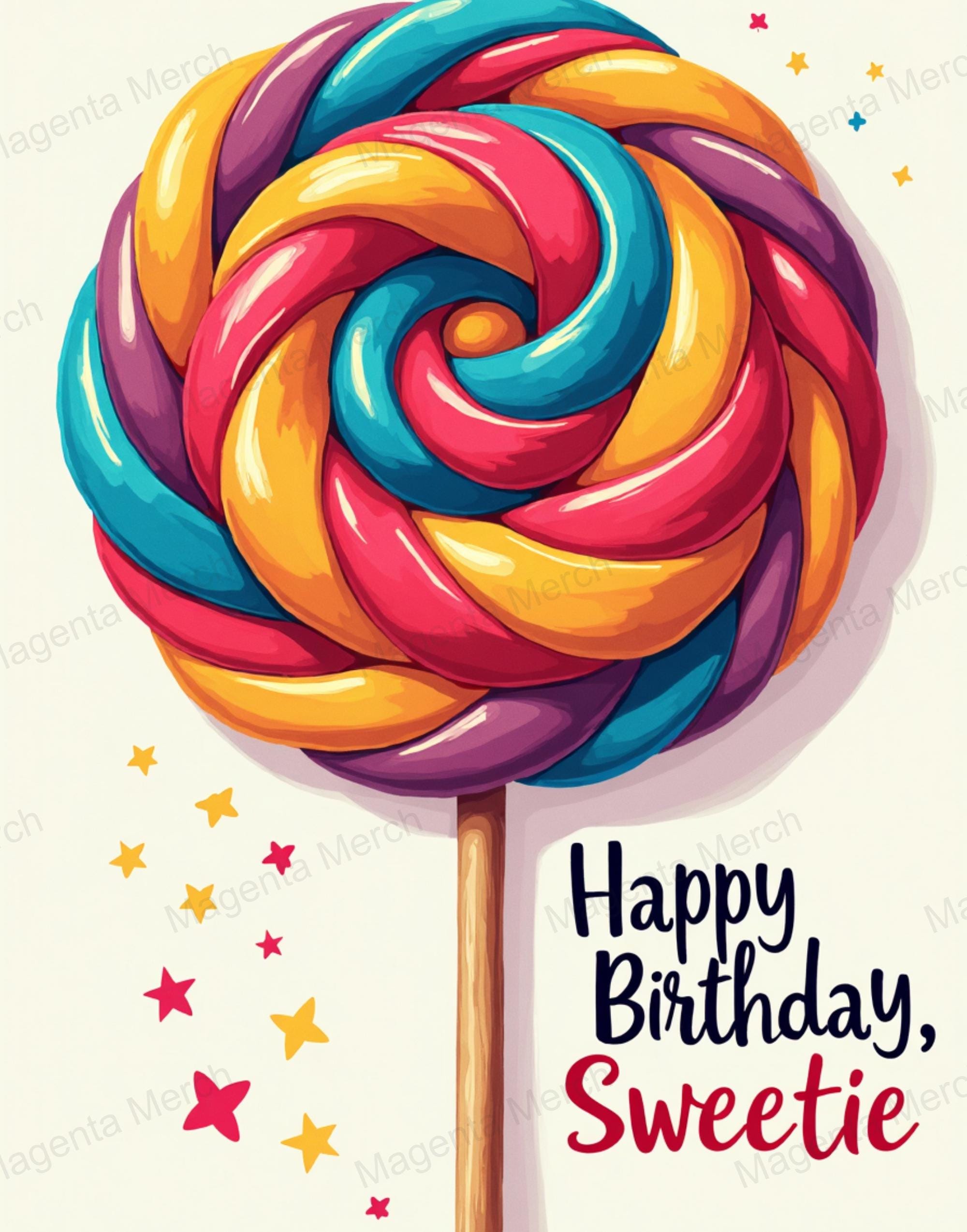 Printable Happy Birthday Sweetie Birthday Card - A4, US Letter & 7