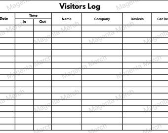 Printable Visitor Log - A4 & US Letter PDF Format