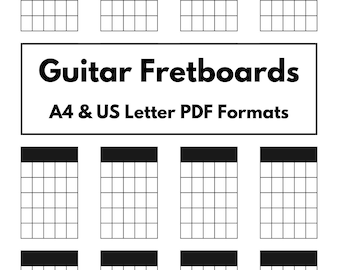 Printable Six String Guitar Fretboards - A4 & US Letter PDF formats
