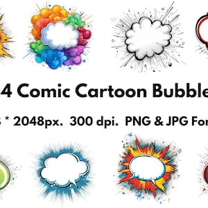 24 Comic Cartoon Bubbles - JPG & PNG Formats