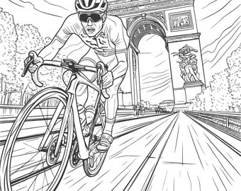 10 Cycling Tour De France Colouring Coloring Pages PDF