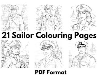 21 Printable Sailor Colouring Pages - A0, A1, A2, A3, A4 & US Letter PDF Formats