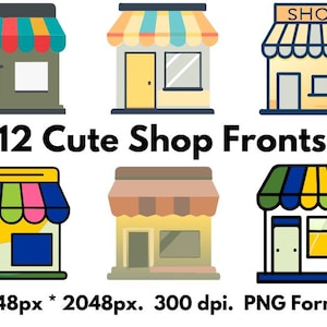 12 Cute Shop Fronts  - PNG Format