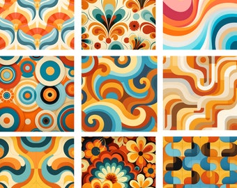 12 Padrões de papel de parede dos anos 1970 - Formato PNG