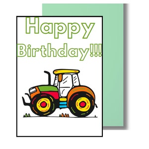 Carte de joyeux anniversaire imprimable avec tracteur - formats PDF A4 et lettre US