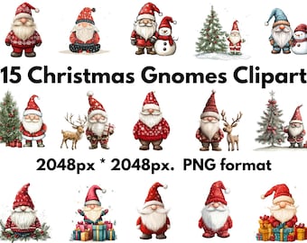 15 Christmas Gnomes - PNG Format