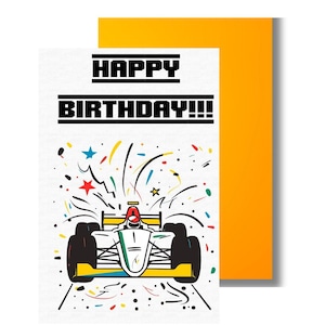 Rennauto Geburtstagskarte zum ausdrucken - A4 PDF Format
