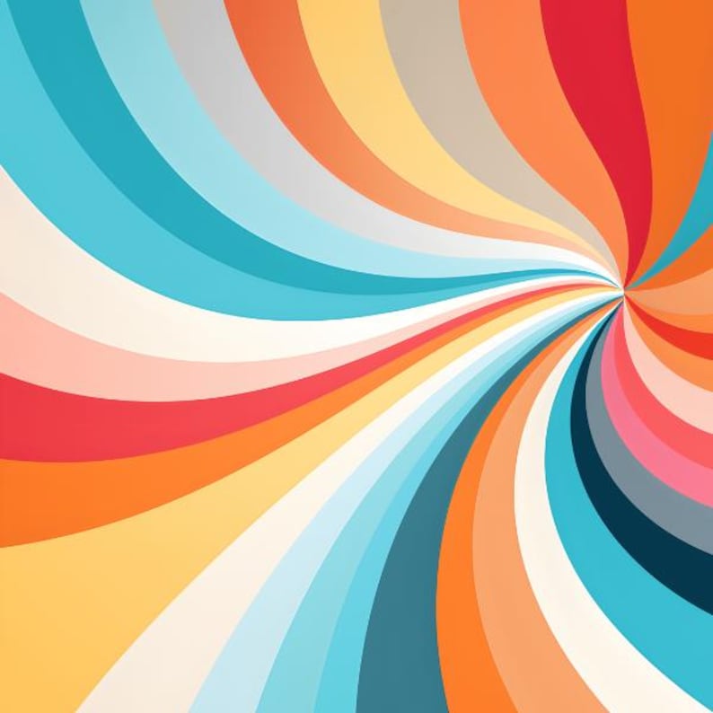 May include: Abstract background with a swirling pattern of colourful stripes in shades of orange, red, pink, blue, and white.