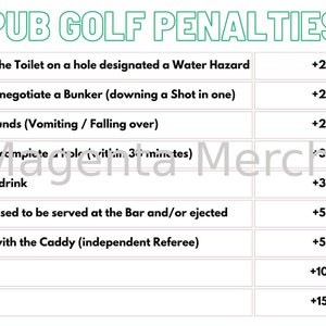 Printable Pub Golf Score Card - A4 PDF - Etsy