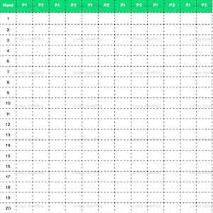 Carte de pointage imprimable compatible avec le gin rami - formats PDF A4 et lettre US