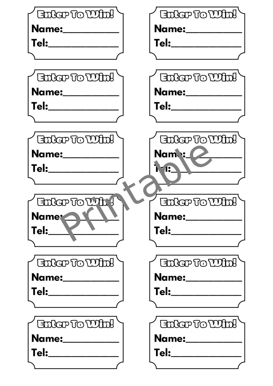 Printable Raffle Ticket Template Pdfs - Etsy
