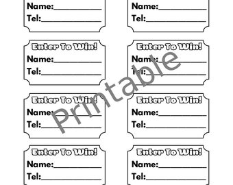 Raffle Ticket Template, Printable Raffle Tickets, Enter to Win Printable, Simple Raffle Ticket ...