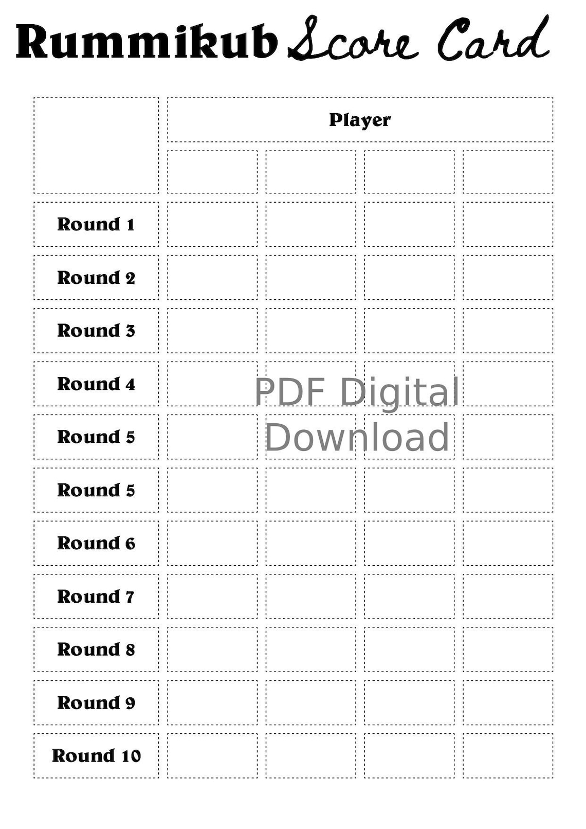 Printable Rummikub Score Sheet - Etsy