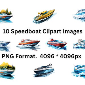 10 Speedboat Clipart Digital Images