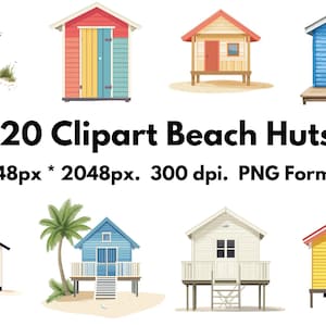 20 Clipart di capanne sulla spiaggia - Formato PNG