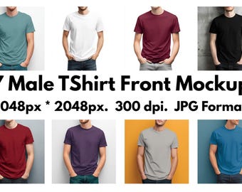 17 Male T-Shirt Front Mockups - JPG Format