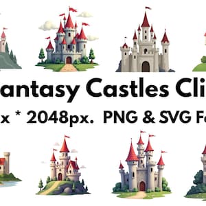 25 Fantasy Castles Clipart - PNG & SVG Formats