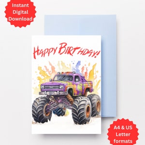 Printable Monster Truck Birthday Card Etsy Il 300x300.5269813434 Ir2o