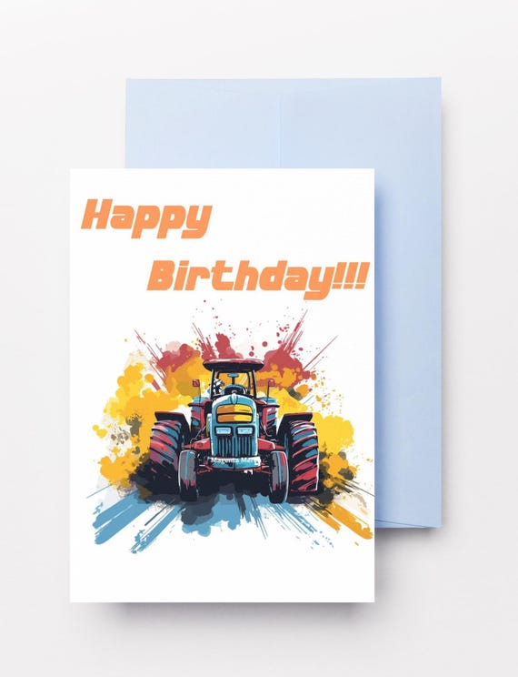 Biglietto di auguri formato A5, con trattore IH QuadTrac rosso per