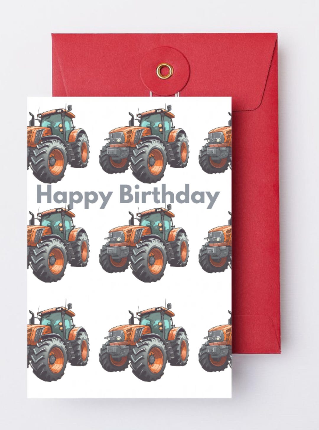 Printable Tractor Pattern Happy Birthday Digital Card - PNG &amp; PDF ...