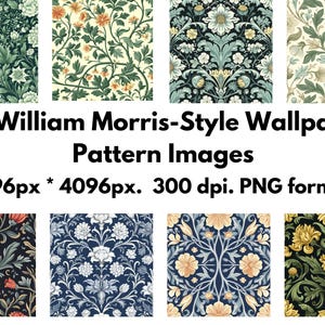 20 modelli di carta da parati in stile William Morris - Formato PNG