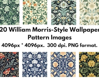 20 William Morris-Style Wallpaper Patterns - PNG Format