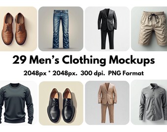 29 Men's Clothing Mockup Images - PNG Format