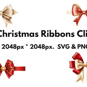 12 Christmas Ribbon Clipart - SVG & PNG Formats