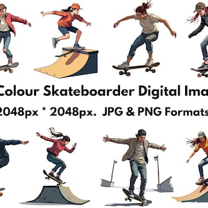 20 Colour Skateboarder Digital Images - JPG & PNG Formats