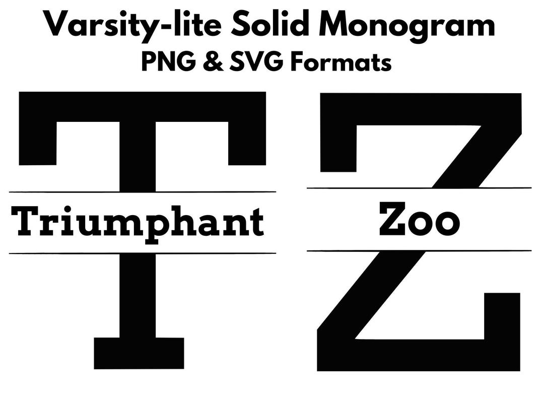 Varsity-style Solid Monogram - PNG & SVG Formats - Etsy