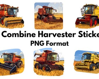 12 Combine Harvester Stickers - PNG Format