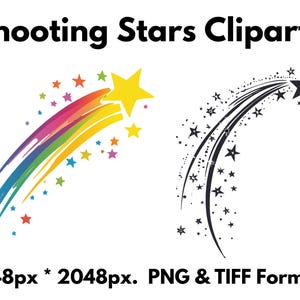 流れ星のクリップアート 20 点 - PNG および TIFF 形式