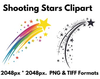 20 Shooting Stars Clipart - PNG & TIFF Formats