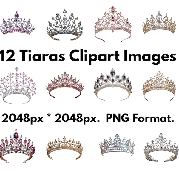 12 Tiaras Clipart - PNG format