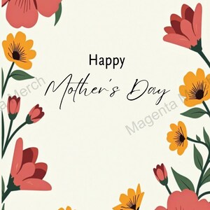 Biglietto d'auguri stampabile per la festa della mamma con bordo floreale - Formati PDF