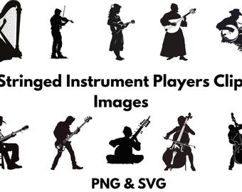 弦楽器奏者のシルエット クリップアート画像 10 枚 - SVG および PNG 形式