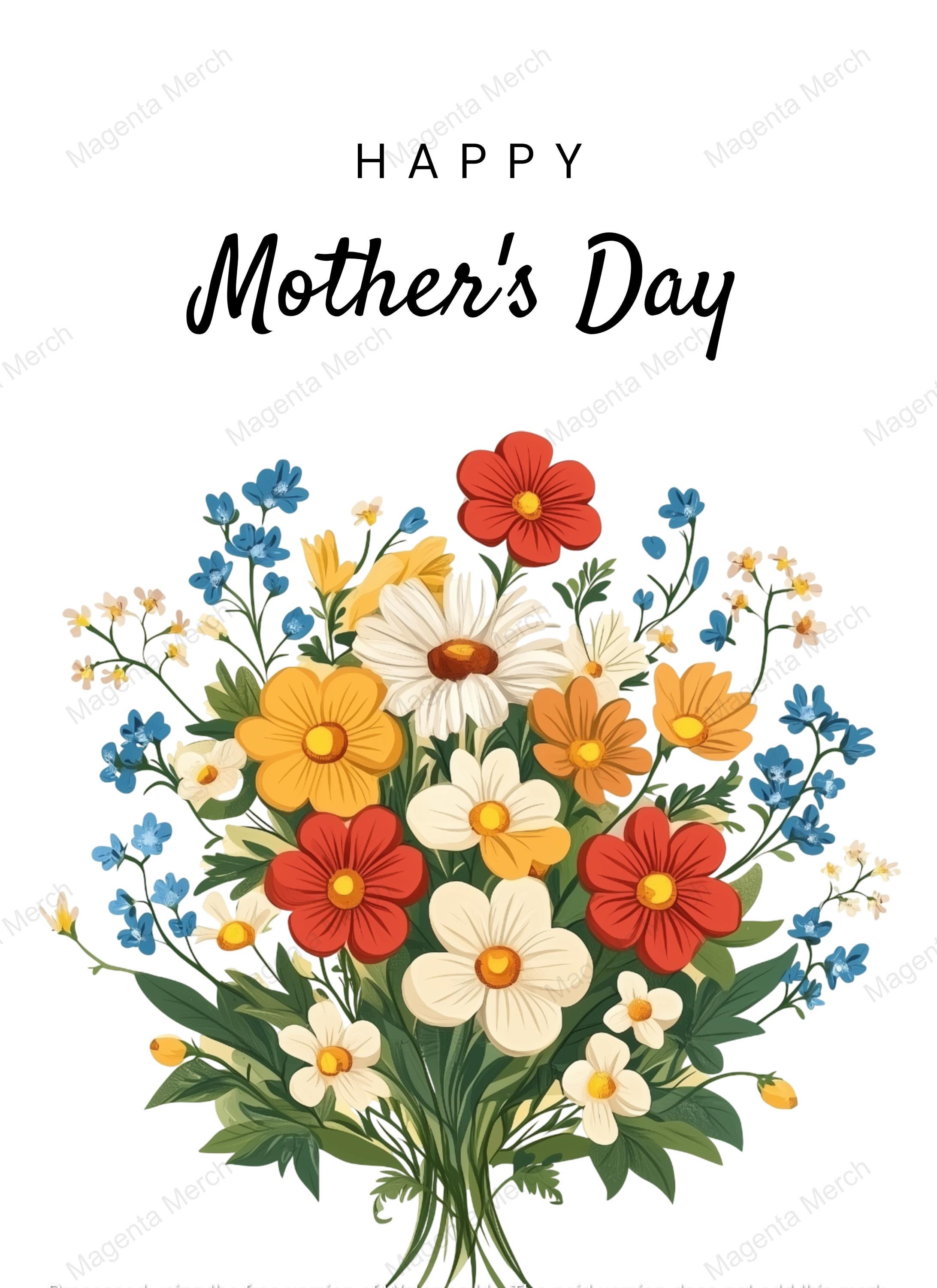 Printable Bunch of Flowers Mother's Day Card - PDF Formats - Etsy