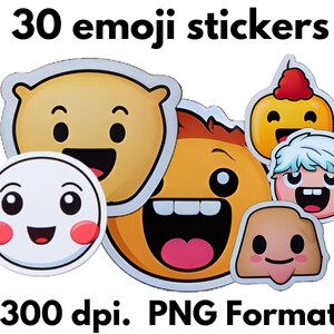 30 pegatinas de emojis (formato PNG)
