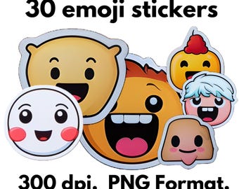 30 adesivi emoji - formato PNG
