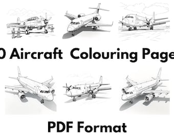 10 Printable Aircraft Colouring Pages - A0, A1, A2, A3, A4 & US Letter PDF Formats