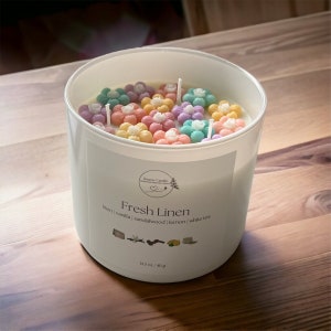 Fresh Linen Soy Wax Candle | 14.5 oz | Hand-poured | 100% Natural Soy Wax | Personalization Available | Amazing Fresh and Clean Scent