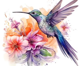 16 Hummingbird Clipart, Adorable Colibri, Printable Watercolor clipart, High Quality PNGs Digital download, Paper craft, junk journals